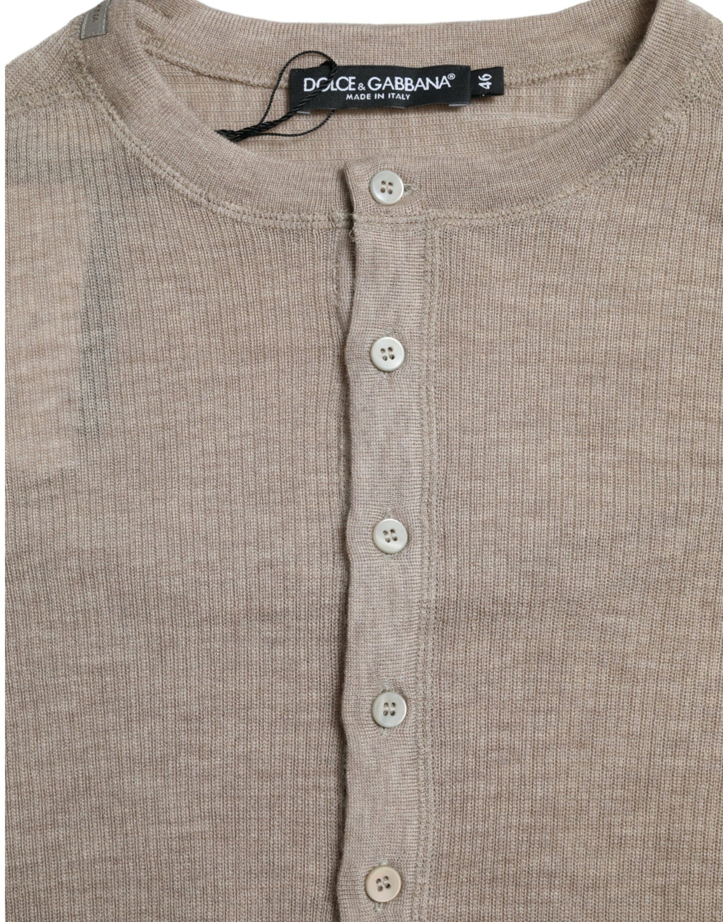 Maglione Henley Pullover Beige in cashmere