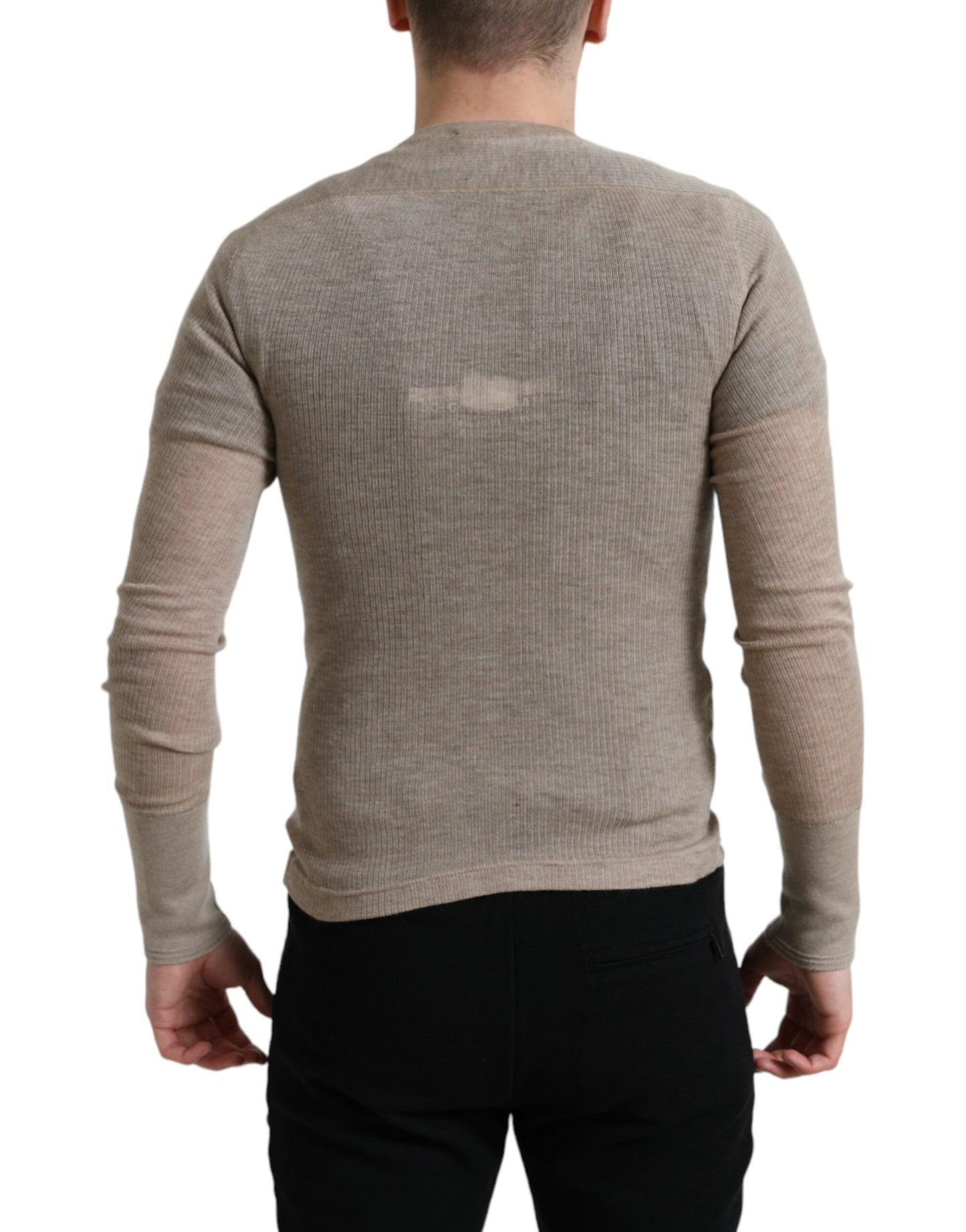 Maglione Henley Pullover Beige in cashmere