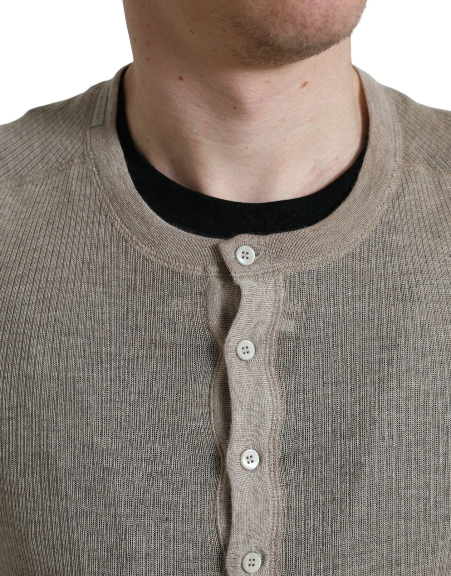 Maglione Henley Pullover Beige in cashmere