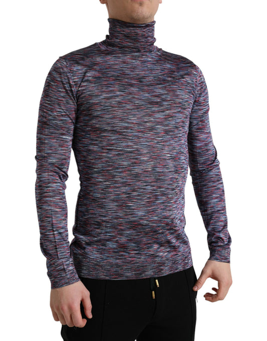 Maglione pullover dolcevita blu viola