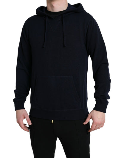 Maglione pullover con cappuccio in cashmere blu