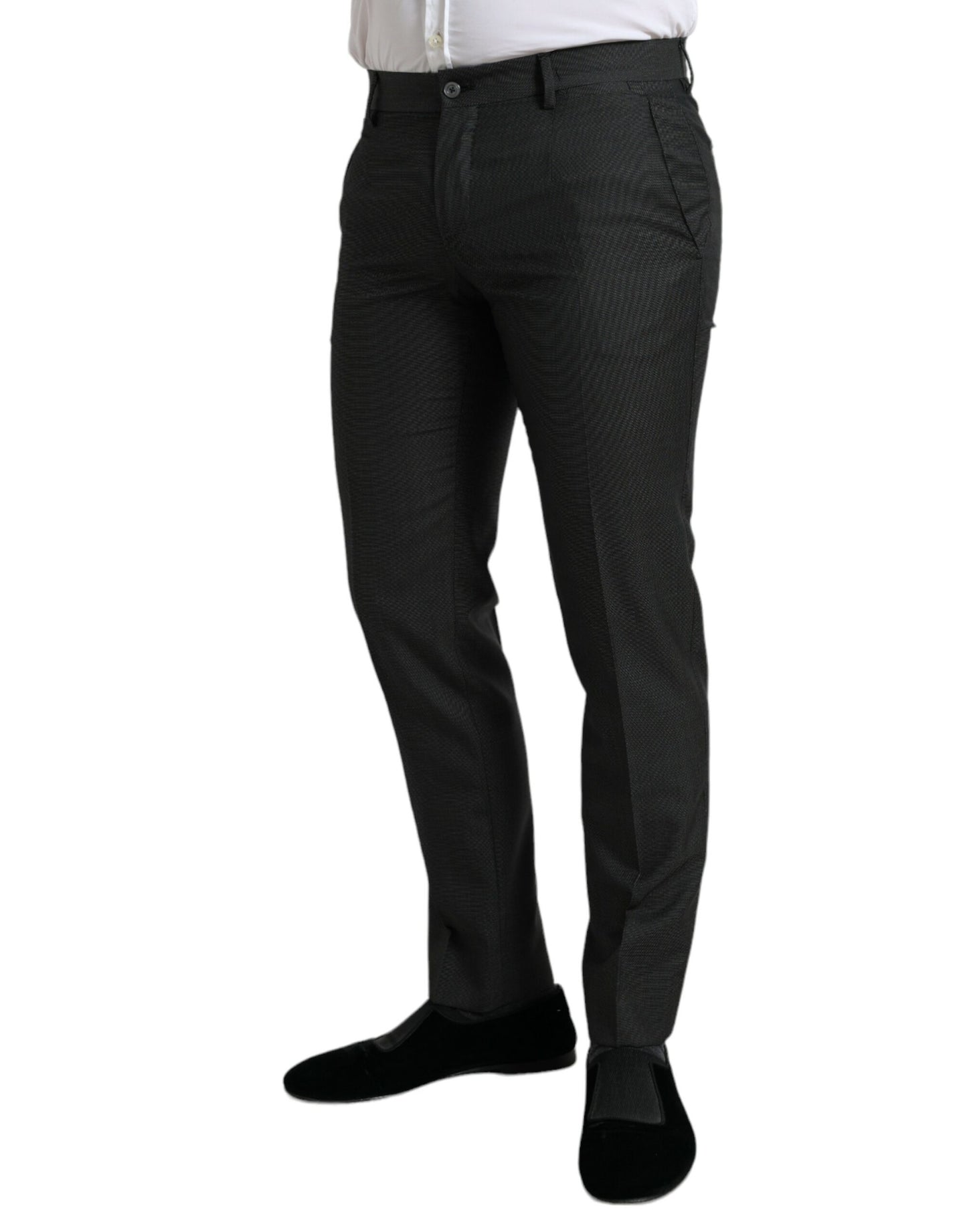 Pantaloni formali slim elasticizzati grigio scuro