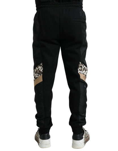 Pantaloni jogger slim elasticizzati in cotone nero