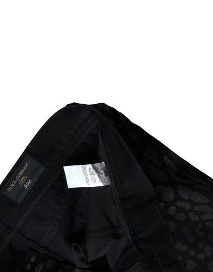 Dolce & Gabbana Exquisite Slim-fit Patterned Black Jeans