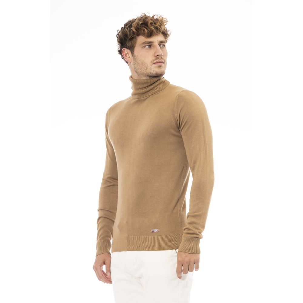 Beiger Rollkragenpullover aus Modal-Kaschmir