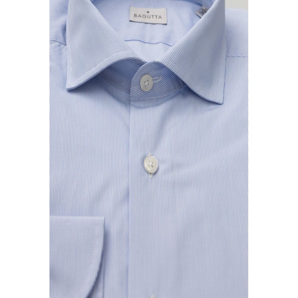 Camicia Elegante in Cotone Azzurro con Collo Francese