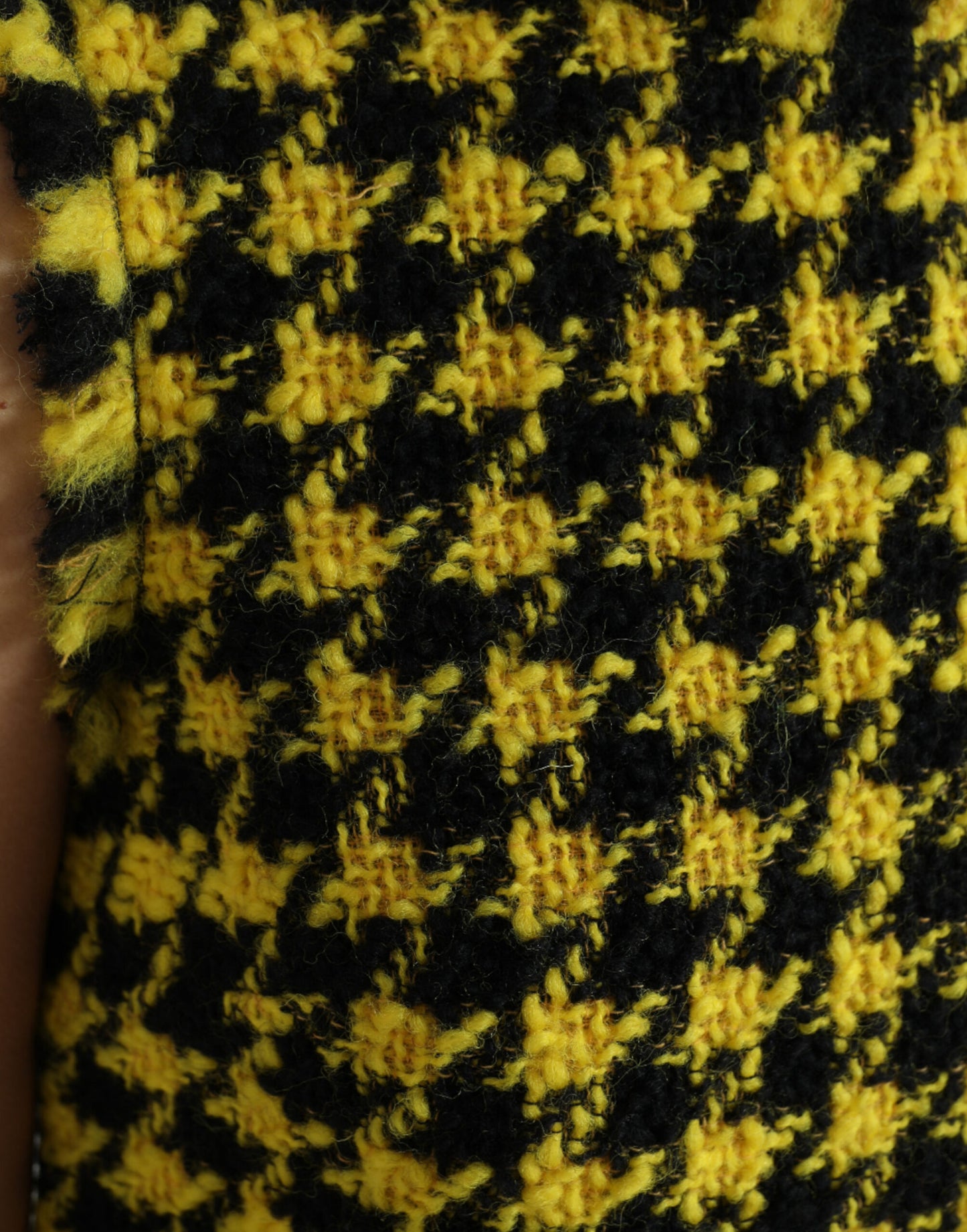 Dolce & Gabbana Houndstooth Knitted Chic Yellow Mini Skirt