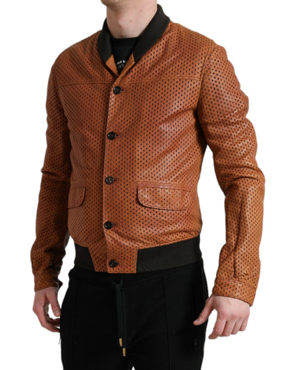 Elegante perforierte Bomberjacke aus Leder