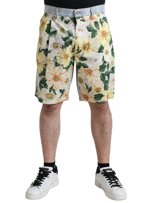 Mehrfarbige Bermudashorts aus Baumwolle mit Blumenmuster