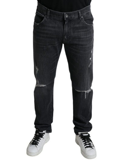 Elegante Slim Fit Jeans aus zerfetztem Denim