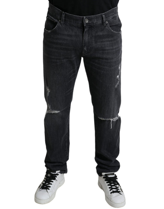 Elegante Slim Fit Jeans aus zerfetztem Denim