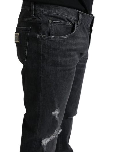 Elegante Slim Fit Jeans aus zerfetztem Denim