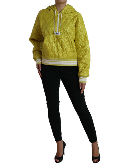 Giacca pullover trapuntata con cappuccio in nylon giallo