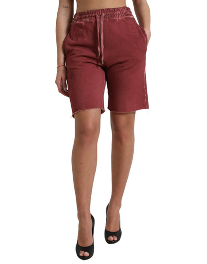 Schicke kastanienbraune Designer-Sweatshorts mit hoher Taille