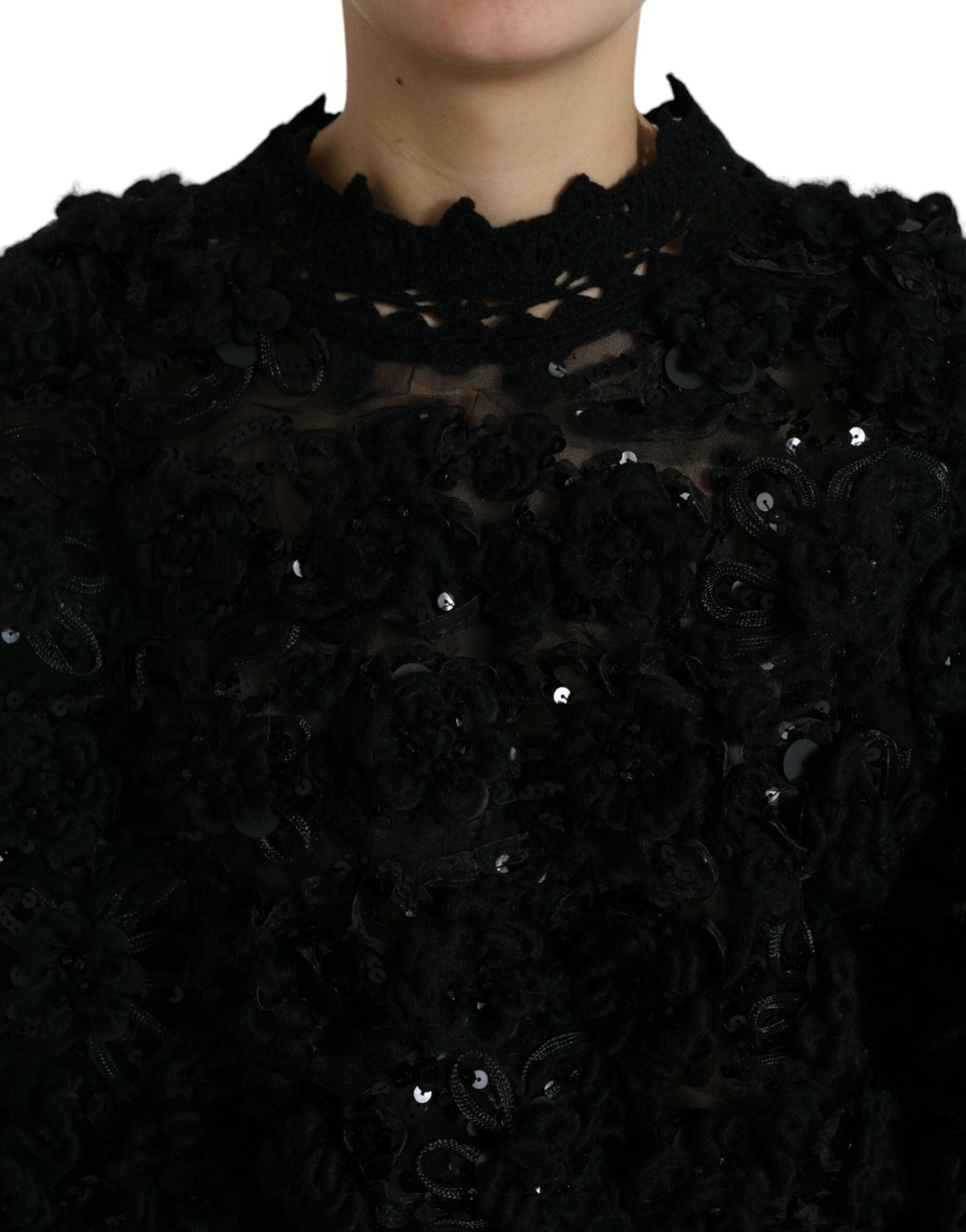 Dolce & Gabbana Sequin Embellished Black Pullover