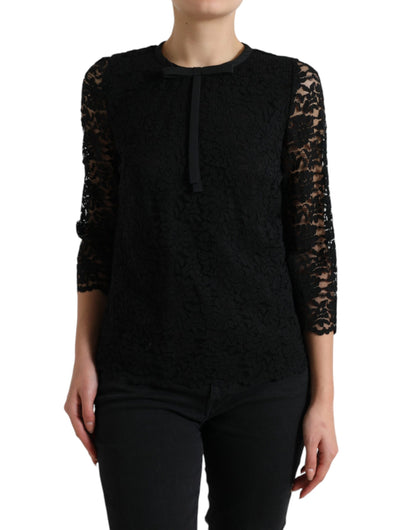 Top in nylon con pizzo floreale camicetta STAFF nera