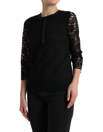 Top in nylon con pizzo floreale camicetta STAFF nera