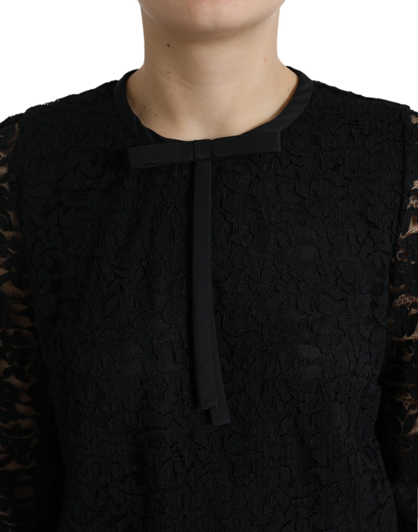 Top in nylon con pizzo floreale camicetta STAFF nera