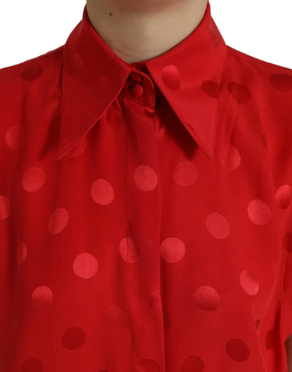 Elegante ärmellose Seidenbluse mit Polka Dots