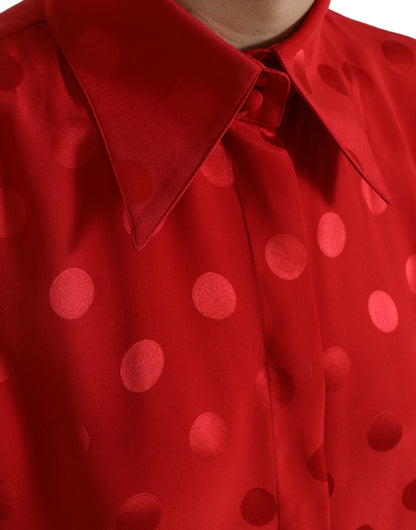 Elegante ärmellose Seidenbluse mit Polka Dots