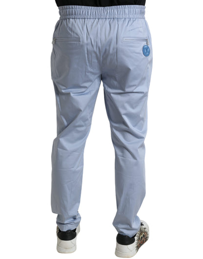 Pantaloni Jogger in cotone elasticizzato azzurro