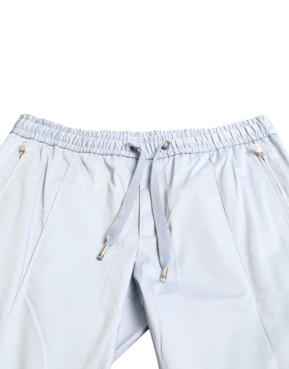 Pantaloni Jogger in cotone elasticizzato azzurro