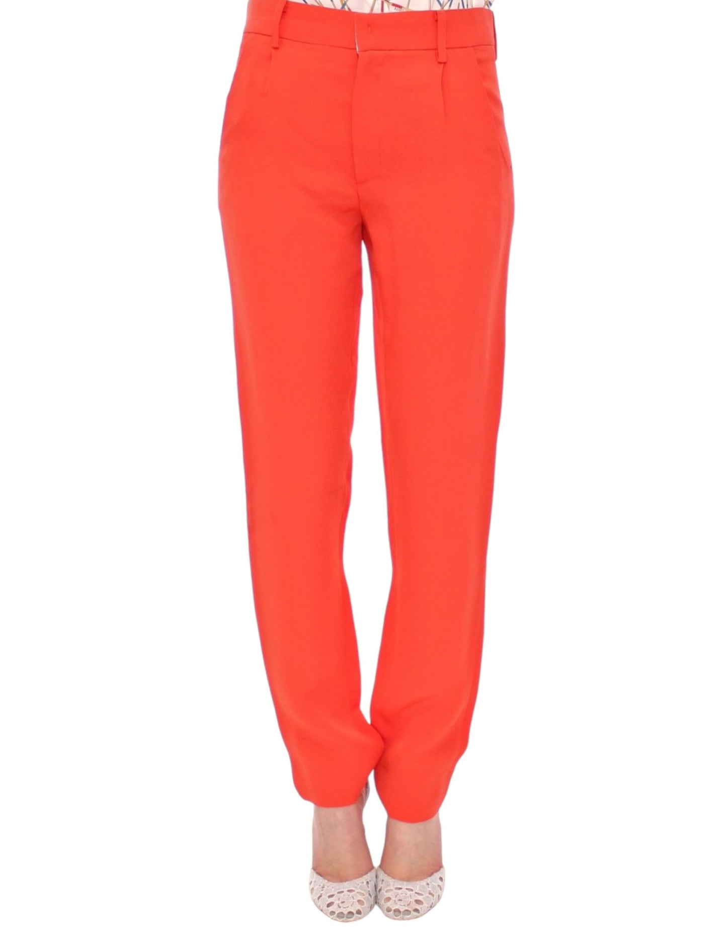 Pantalon stretch boyfriend orange