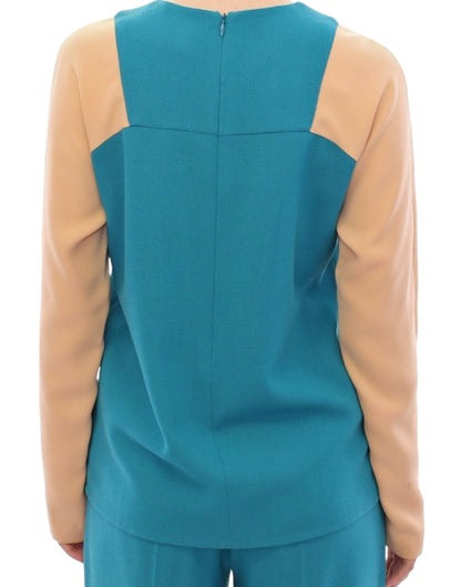 Maglione girocollo in lana blu