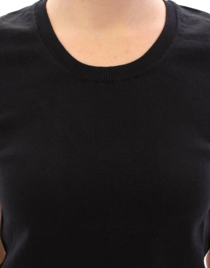 Elegant Black Cotton Crew-neck Tee