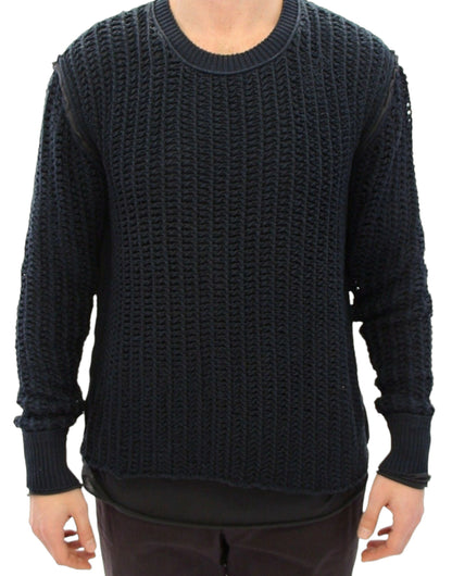 Maglione a rete blu Runway Netz Pullover