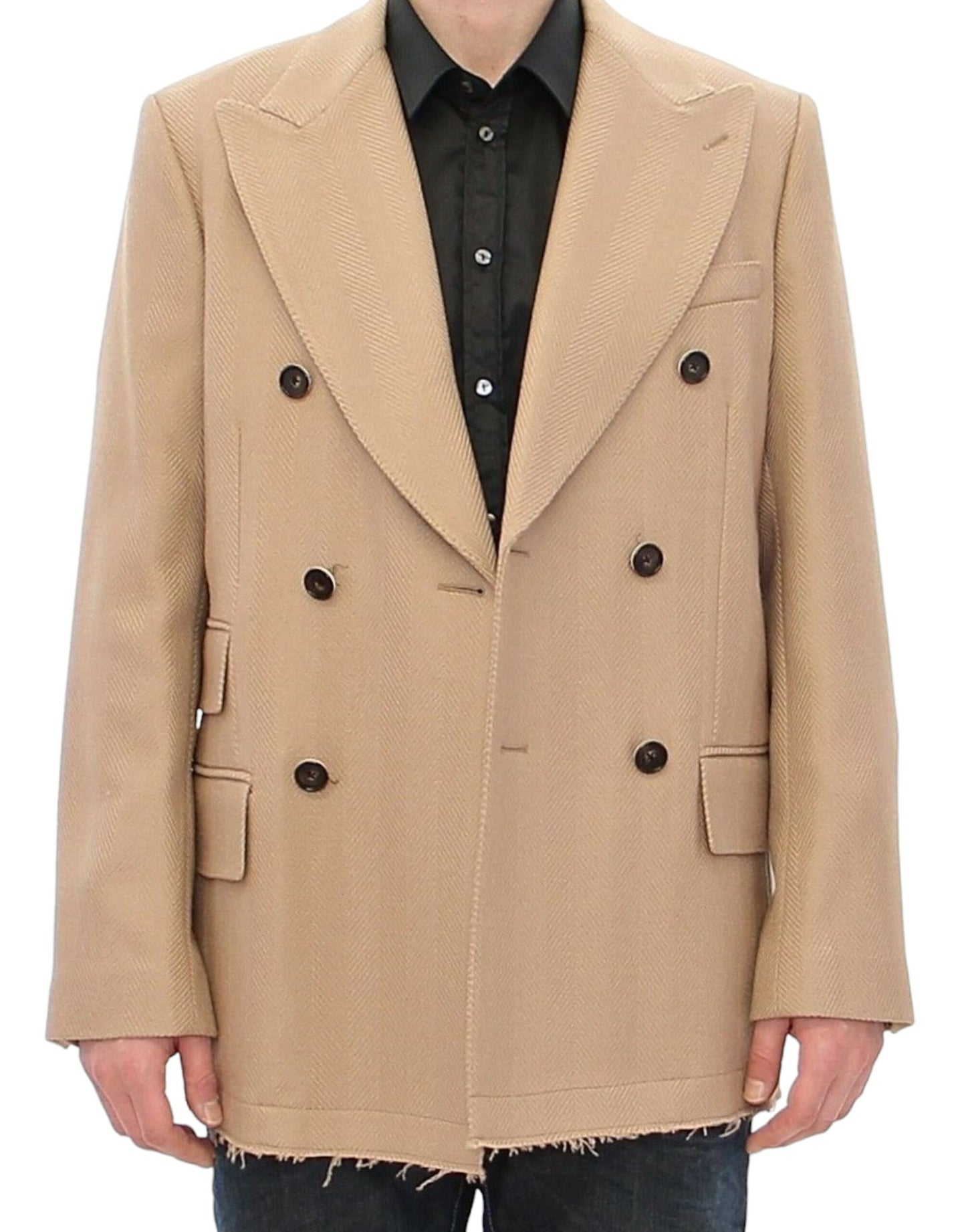 Dolce & Gabbana Elegant Beige Formal Wool Coat