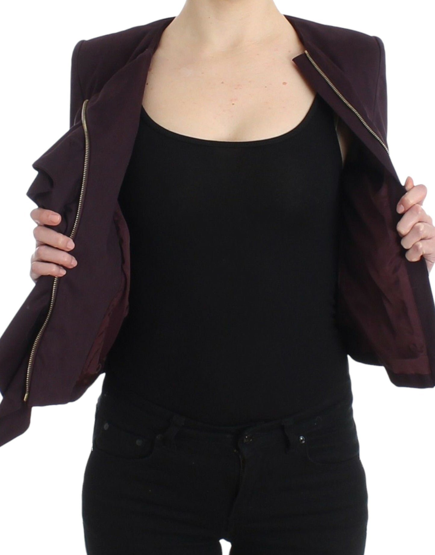 Veste froncée violette, manteau, blazer court