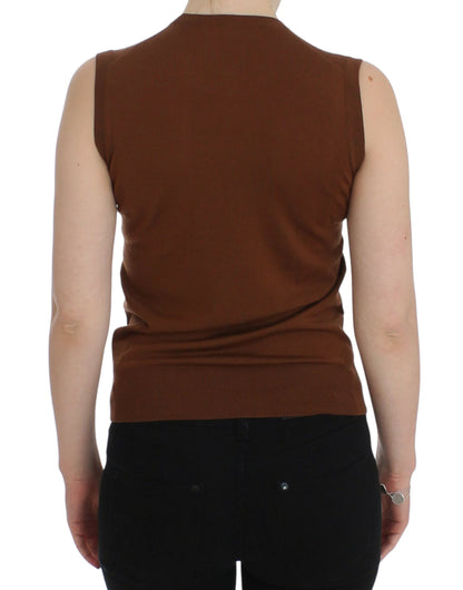 Haut pull en laine marron et dentelle noire