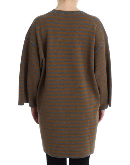 Top maglione oversize a righe gialle grigie