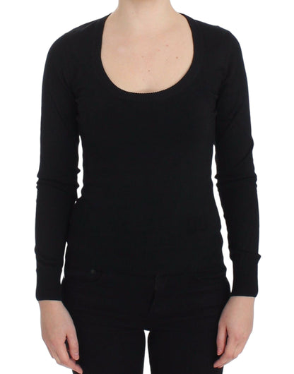 Pullover maglione girocollo in cashmere nero