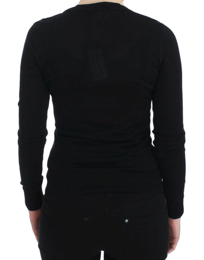 Pullover maglione girocollo in cashmere nero