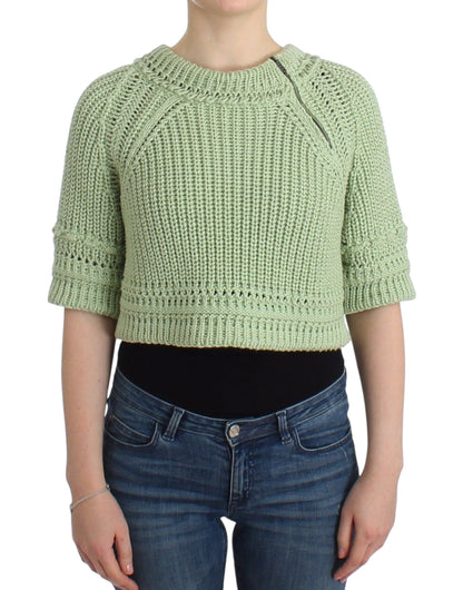 Pull en maille court vert Pull tricoté