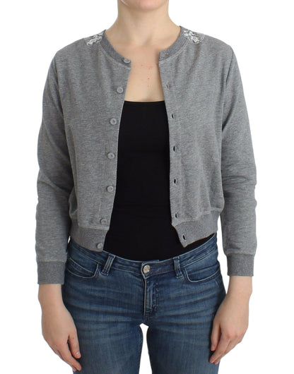 Graues Dessous-Cardigan-Oberteil mit Spitzenpullover