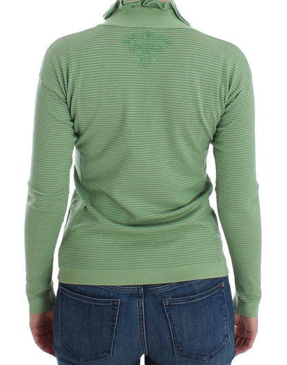 Maglione a maniche lunghe a righe in misto lana verde