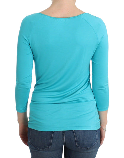 Dessous, blaues Top, Bluse, Pullover, Modal, einfarbig