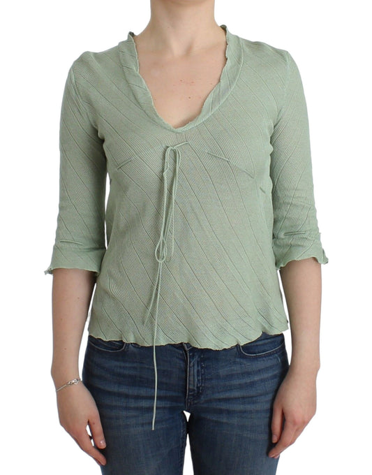 Grüne, leichte Strickpullover-Bluse