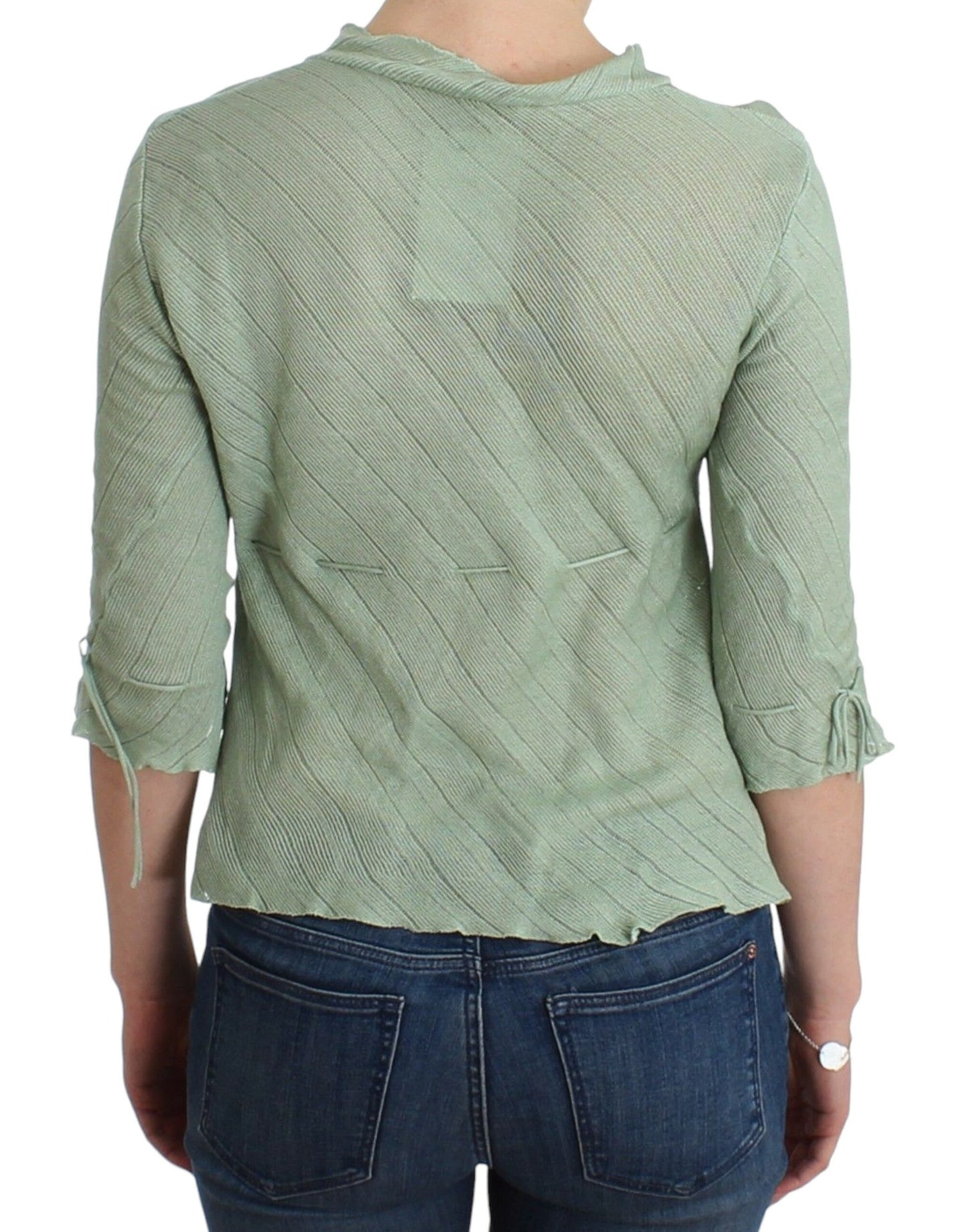 Camicetta con top in maglione lavorato a maglia leggero verde