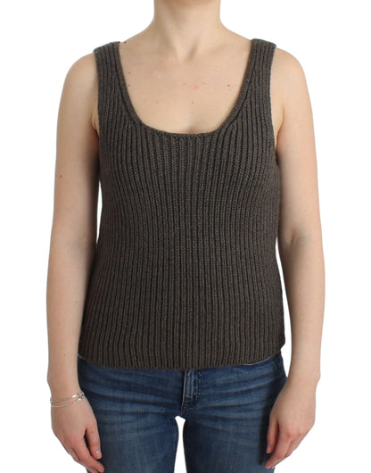 Maglione lavorato a maglia in lana merino con top in maglia grigia