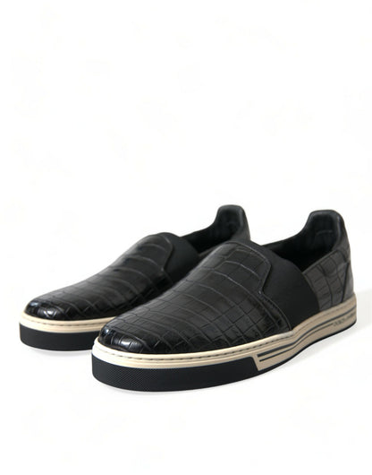 Dolce & Gabbana Elegant Crocodile Leather Low-Top Sneakers