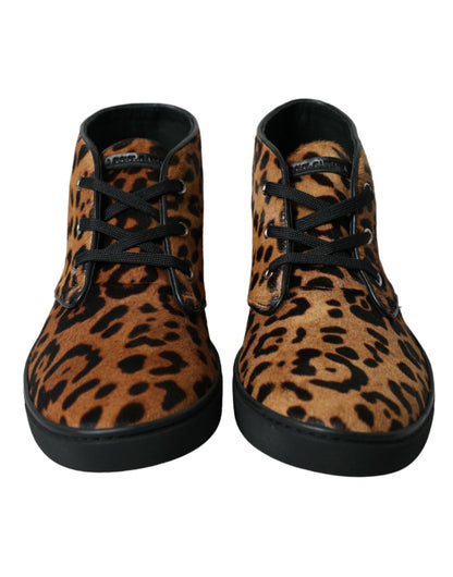 Dolce & Gabbana Elegant Leopard Print Mid-Top Sneakers