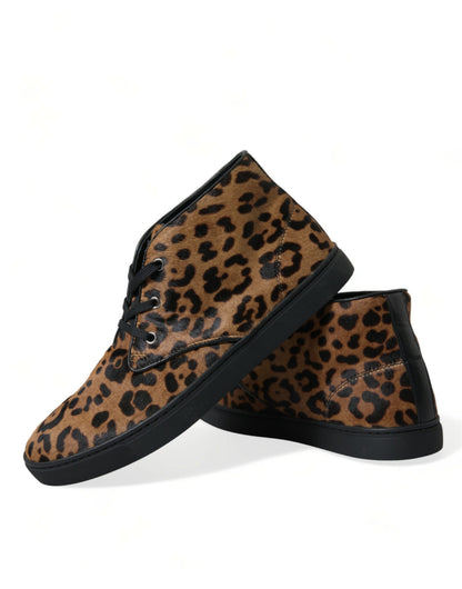 Elegante Mid-Top-Sneakers mit Leopardenmuster