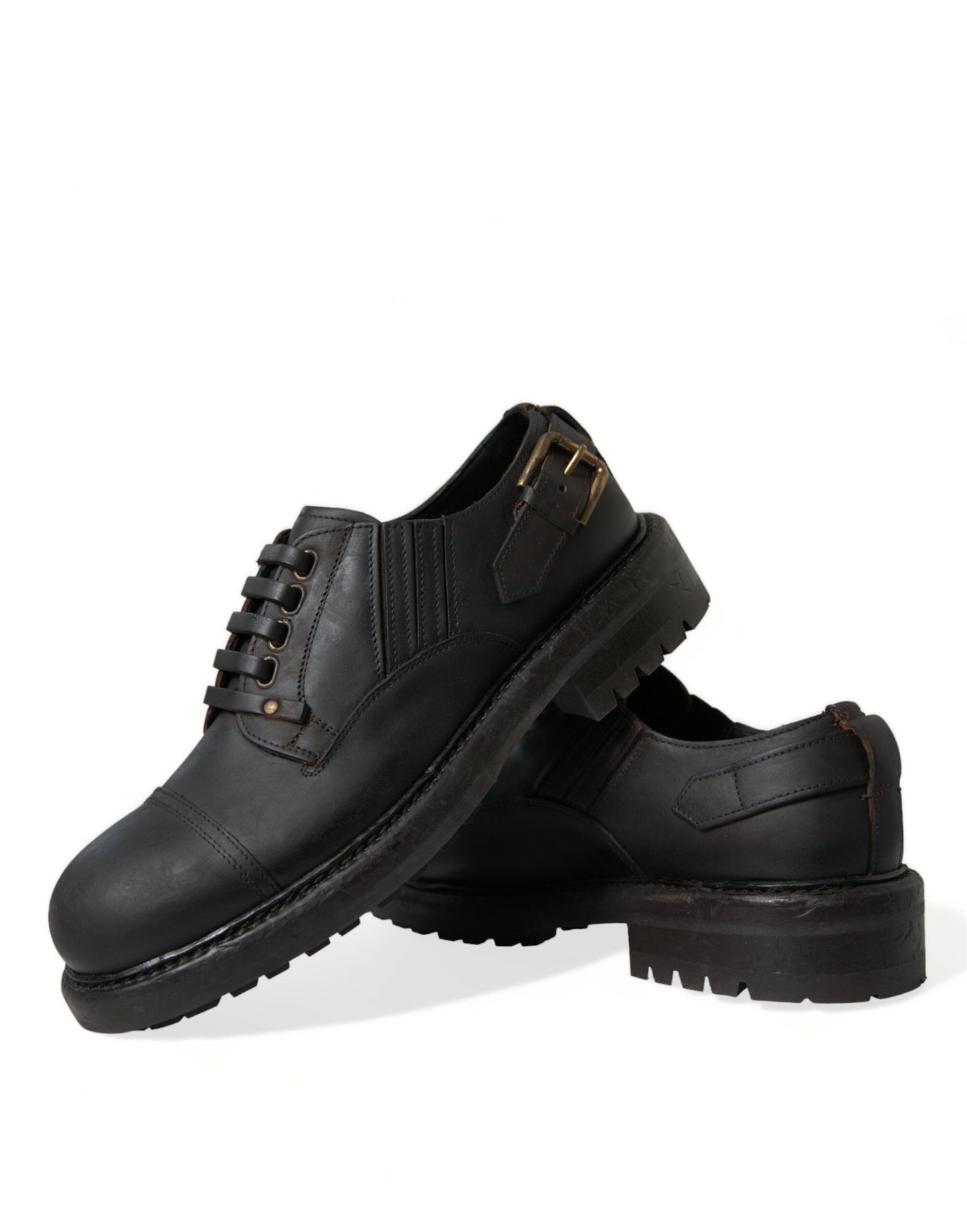 Dolce & Gabbana Elegant Mens Leather Derby Dress Shoes