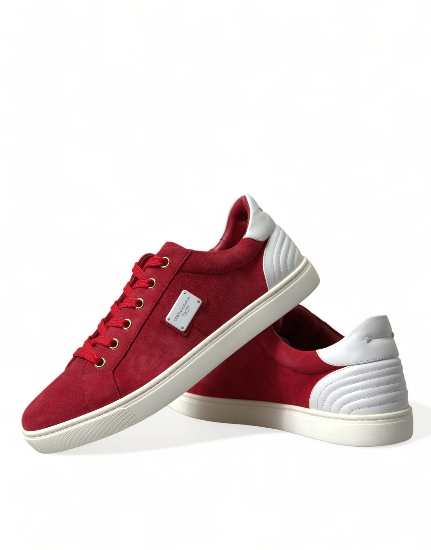 Elegante rote und weiße Low Top Sneakers