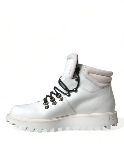 Dolce & Gabbana Elegant White Leather Ankle Boots