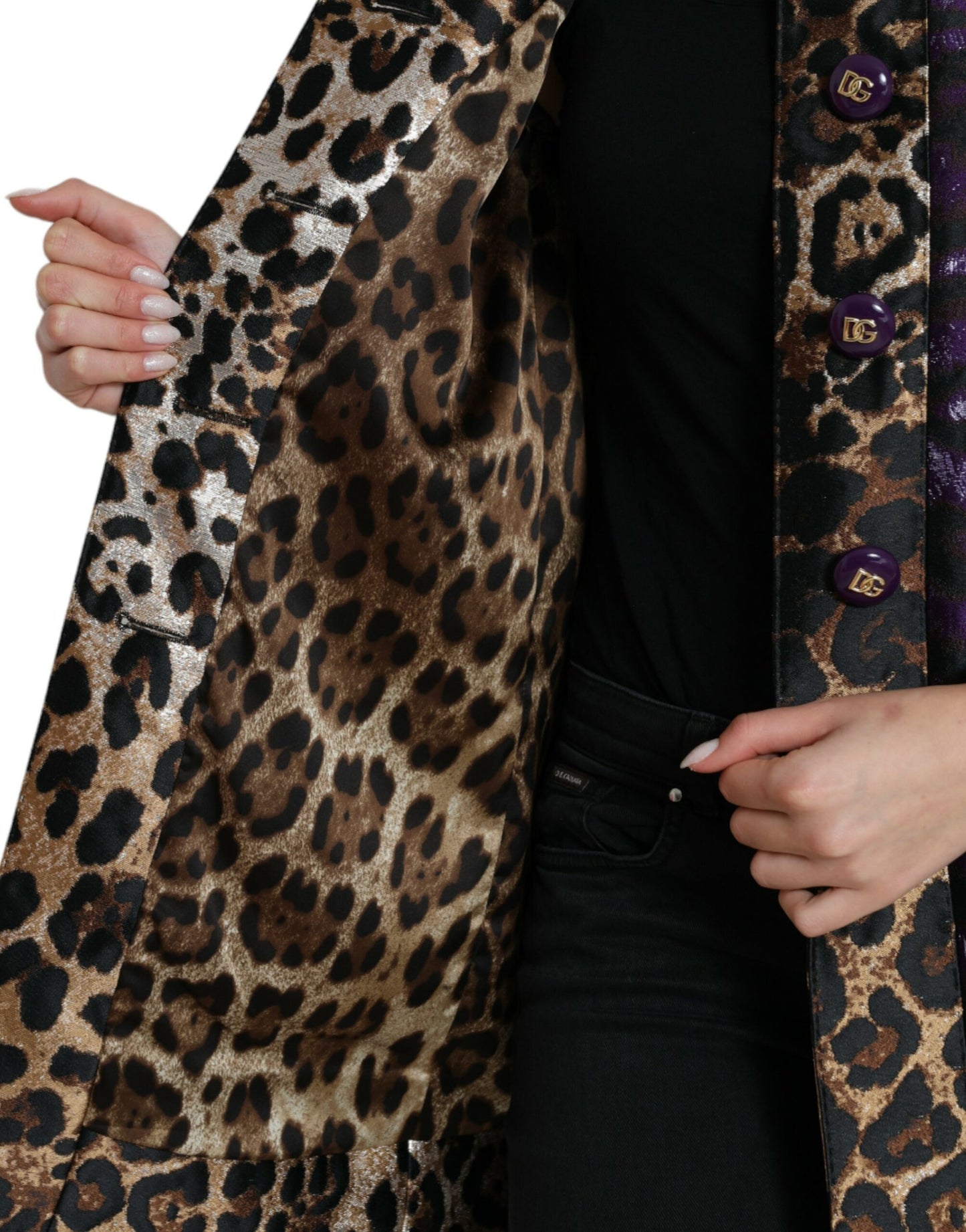 Edler Jacquard-Trenchcoat mit Tigermotiv